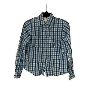Blue Willi’s Women’s Western Pearl‎ Snap Shirt Blue Plaid Size Small
